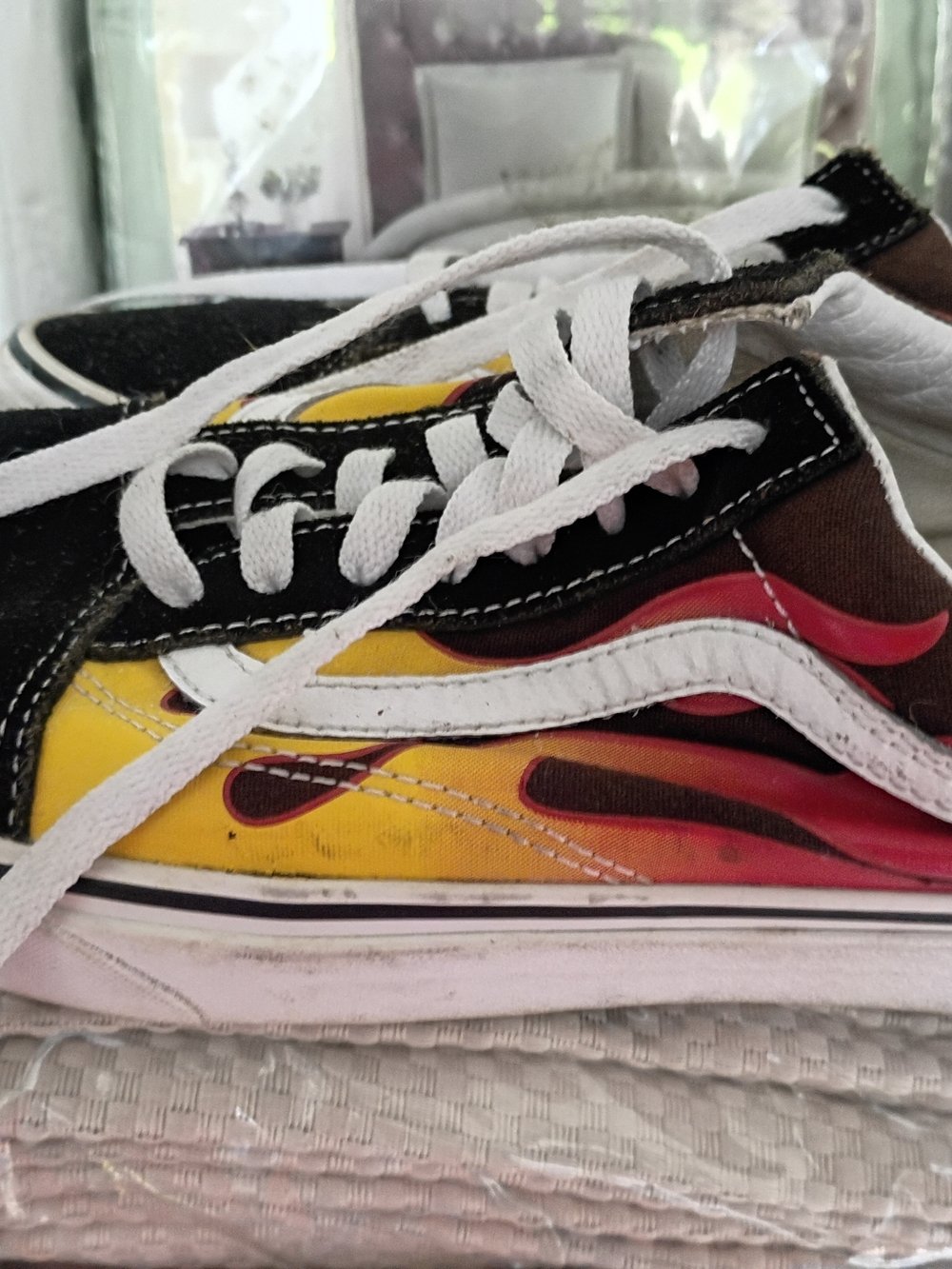Vans Old Skool Flame Skate Shoe - Yellow/Red/Black